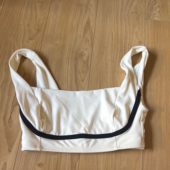 White Sports Bra with Black Trim - Picture 2 of 7